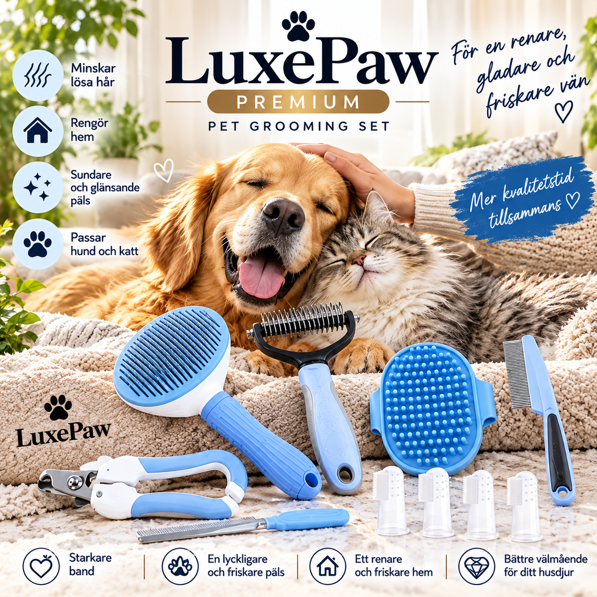 LuxePaw Groomingkit – 10 delar